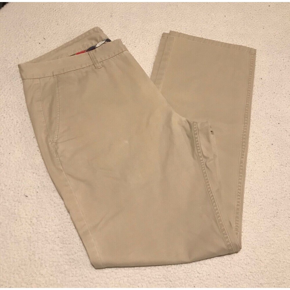 Bonobos Straight Cotton Blend Men's Tan/Khaki Straight Leg Pants Sz 35 X 32 EUC